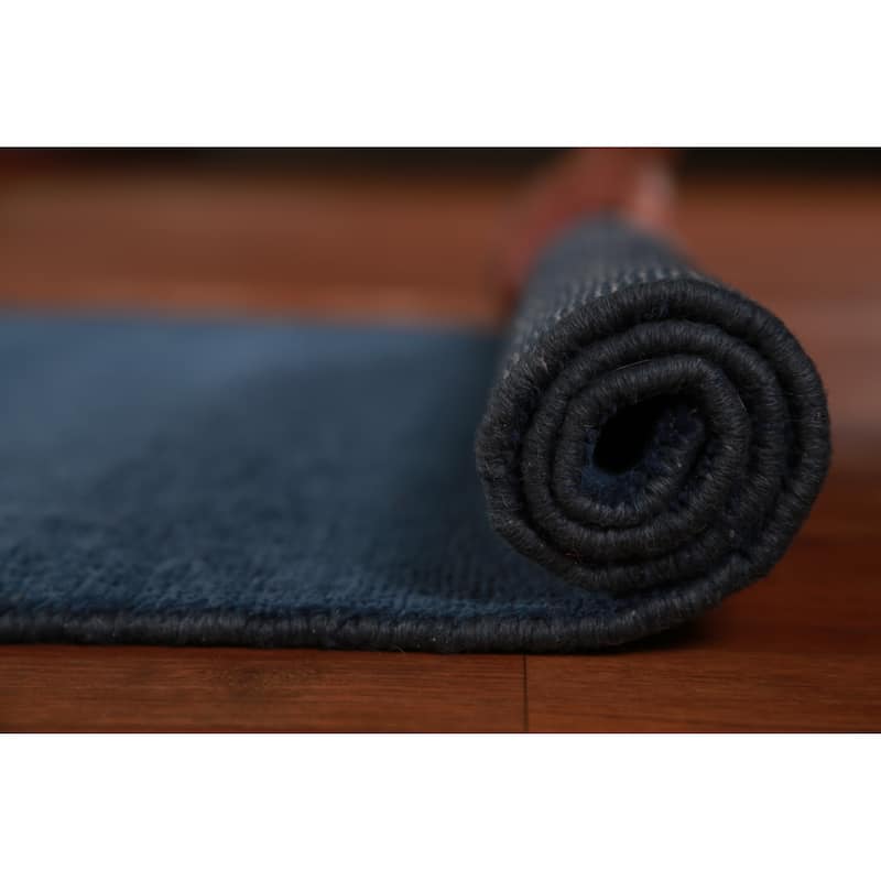 Hand Knotted Oriental 100% Wool Carpet Modern Solid Navy Blue & Blues Gabbeh Runner Rug - 8' 2'' X 2' 8''