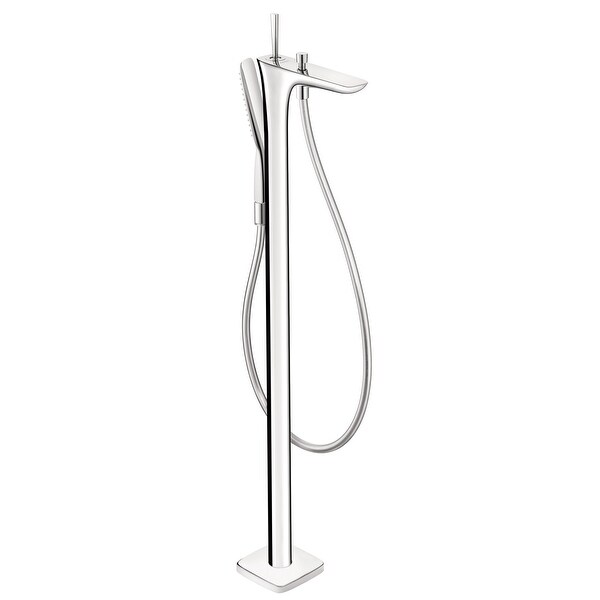 Hansgrohe 15473 PuraVida Floor Mounted Tub Filler with 2.5 GPM Multi Function Hand Shower, 49" Techniflex Hose and Diverter Tub