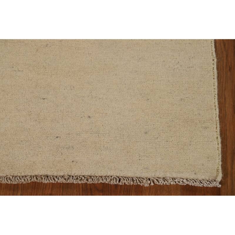 Modern Beige Gabbeh Oriental Rug Hand-Knotted Wool Carpet - 2'10"x 4'0"