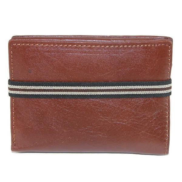 48  Mens leather bifold wallet with exterior elastic band 