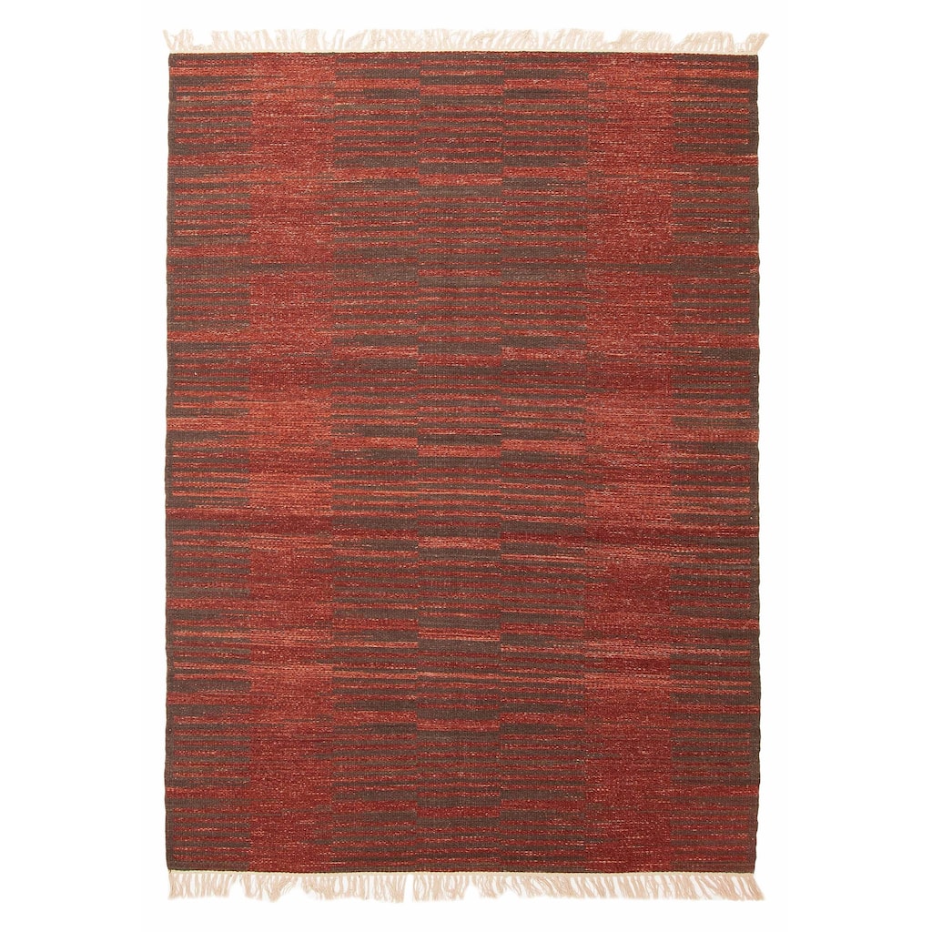 ECARPETGALLERY Flat-Weave Ankara FW Dark Red Wool Kilim - 5'3 x 7'7