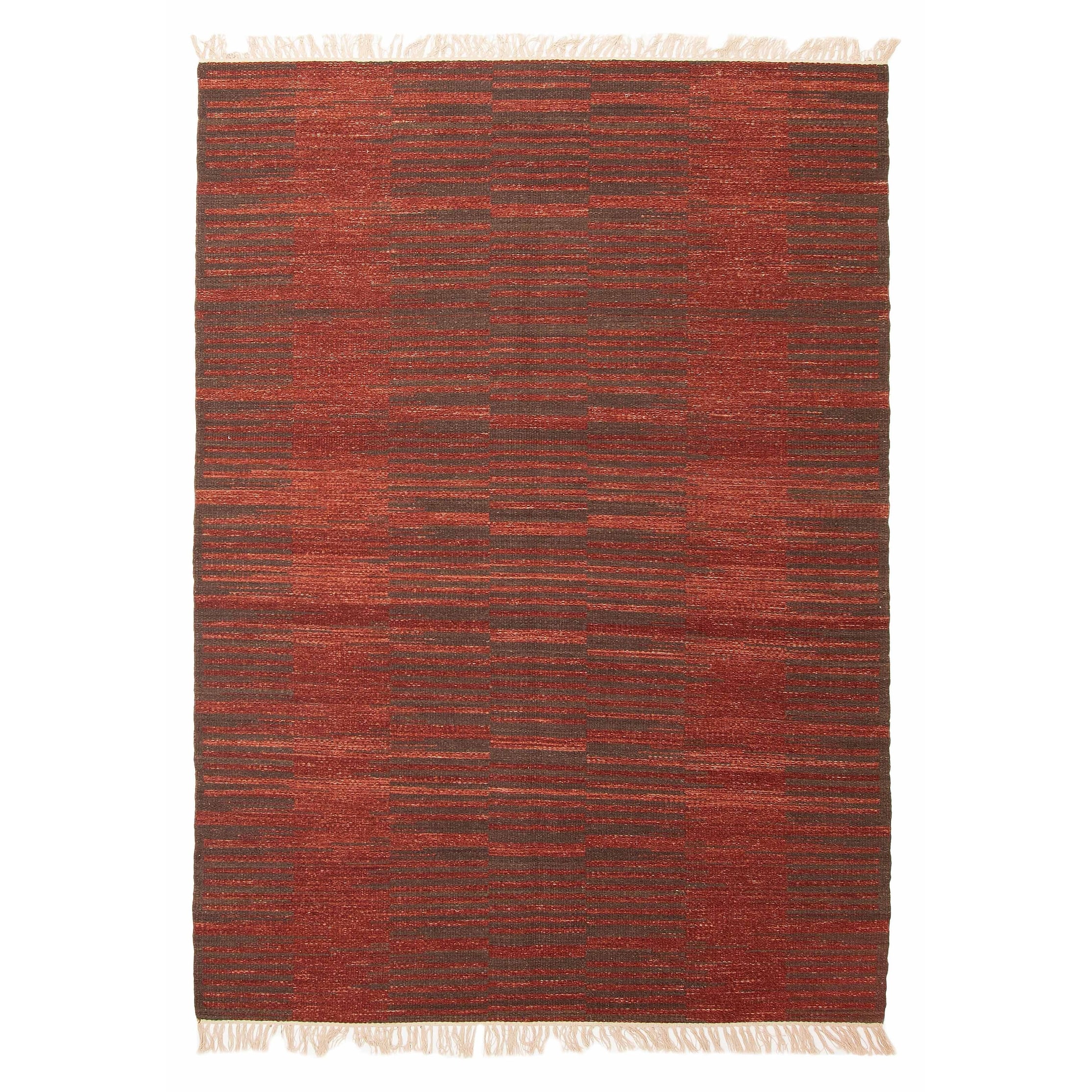 ECARPETGALLERY Flat-Weave Ankara FW Dark Red Wool Kilim - 5'3 x 7'7