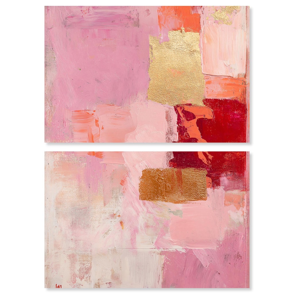 Petal Patchwork II Canvas Set of 2 by Art Remedy, Gallery Wrapped