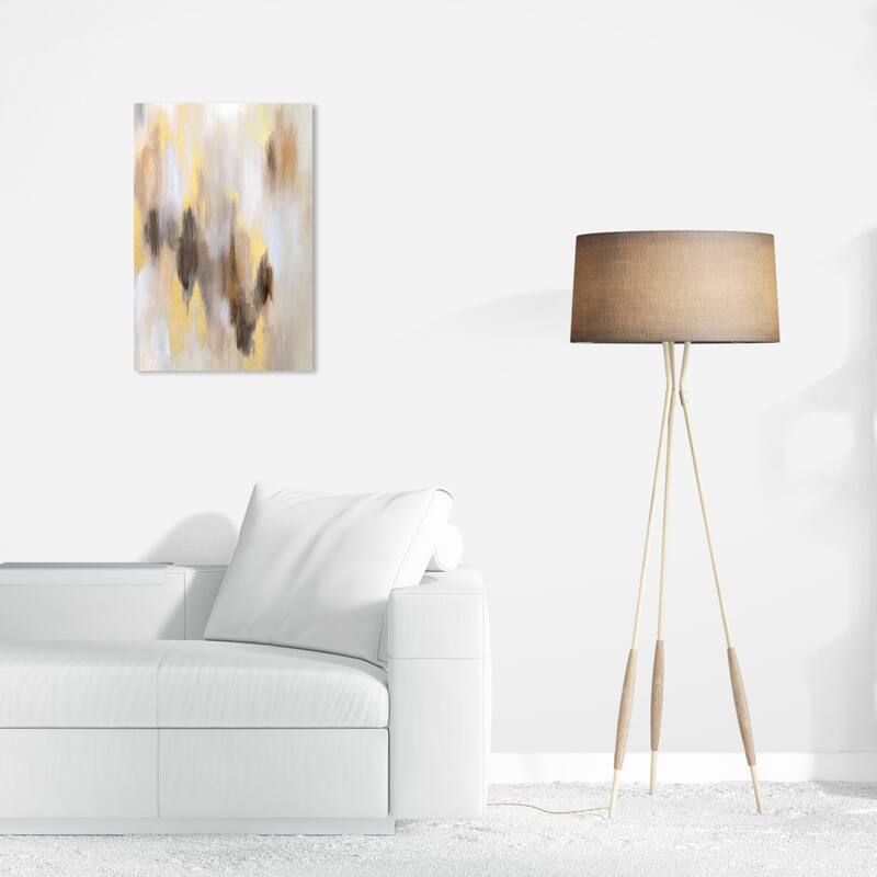 Wynwood Studio Canvas Abstract Golden Shades White and Metallic Gold Modern & Contemporary Wall Art Canvas Print - 24 x 16