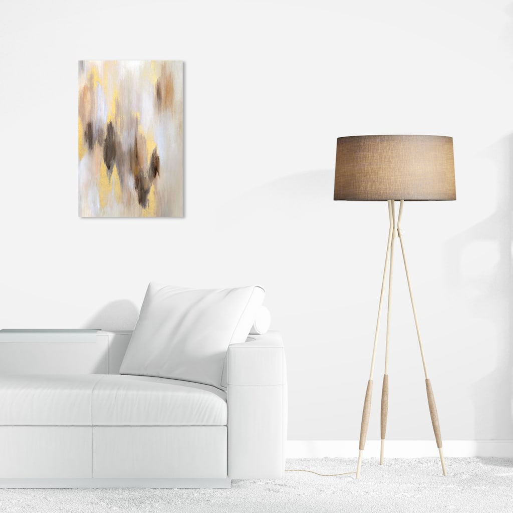 Wynwood Studio Canvas Abstract Golden Shades White and Metallic Gold Modern & Contemporary Wall Art Canvas Print