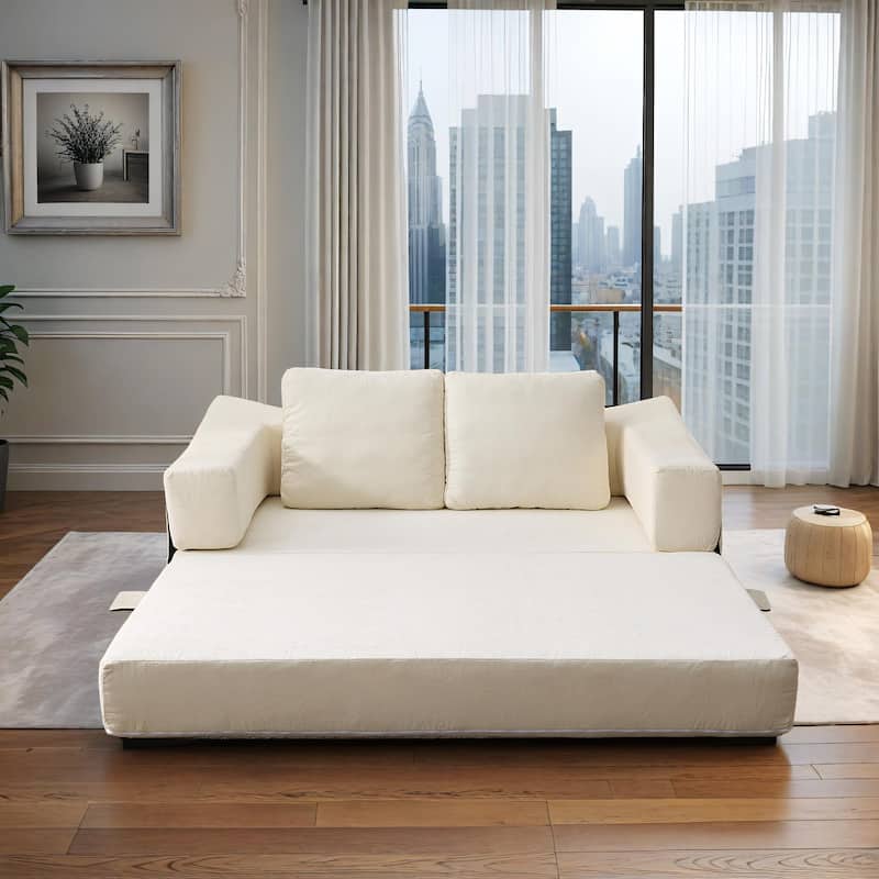 70.87" Upholstered Convertible Sleeper Sofa, Convertible Chair Floor Couch Comfy Sofa for Living Room, Bedroom, Chenille Fabric