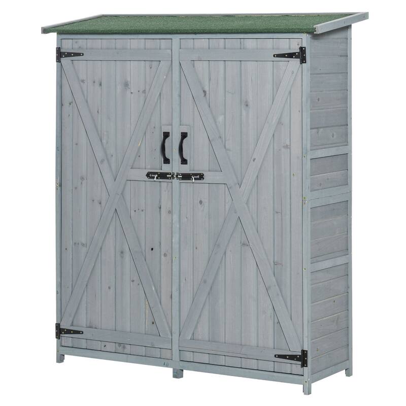 Outsunny Fir Wood Garden Storage Shed with Lockable Doors