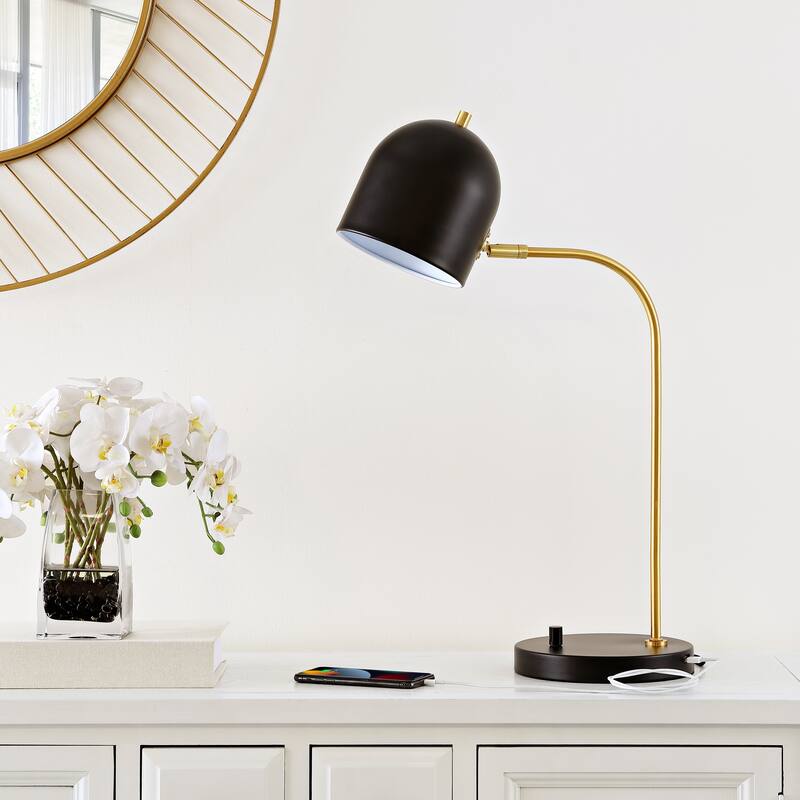SAFAVIEH Lighting 24-inch Drina Gold/ Black Task LED Table Lamp. - 16" W x 8" D x 24" H