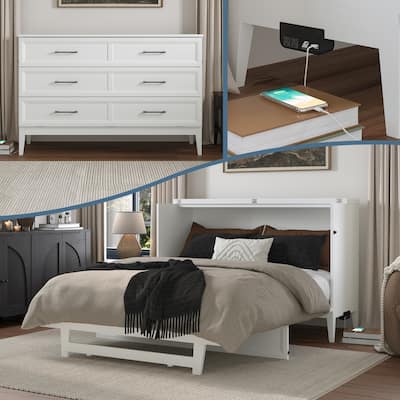 Santa Fe Murphy Bed Chest with Mattress and Built-in Charger