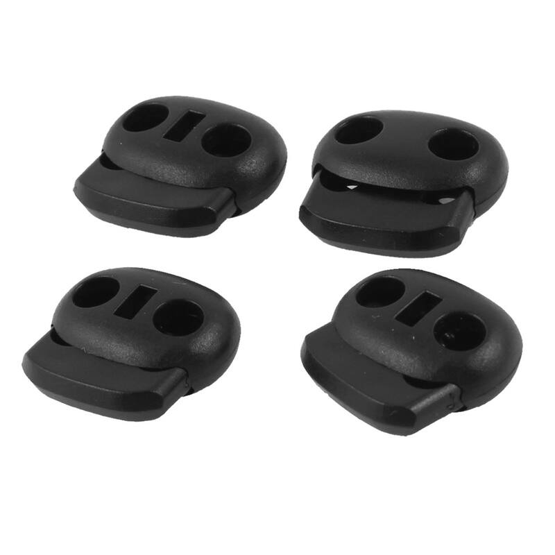 5mm Diameter 2 Hole Spring Loaded Cord Locks Clips Ends Black x 4 ...
