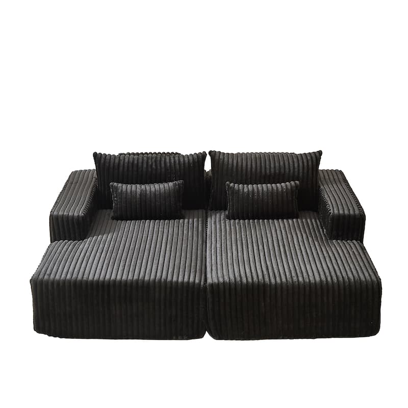 Black Cloud Plush Loveseat Sectional Sleeper Sofa