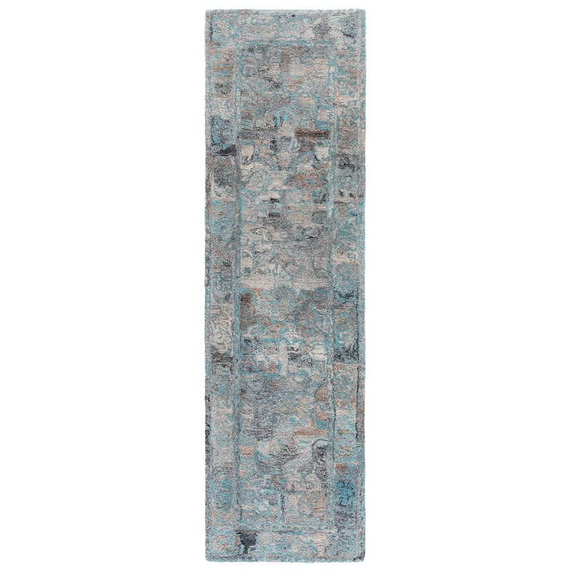 SAFAVIEH Handmade Anatolia Lauma Traditional Rug - 2'3" x 8' Runner - Turquoise/Grey
