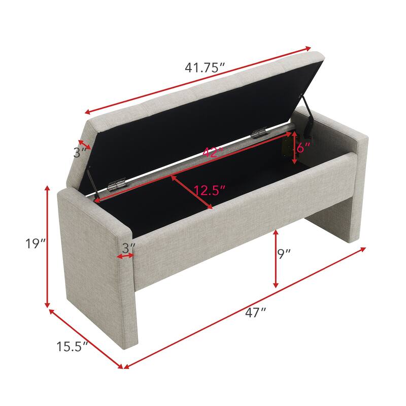 Modern Bed End Bench with Storage,Upholstered Large Foot Rest Stool, Comfy Window