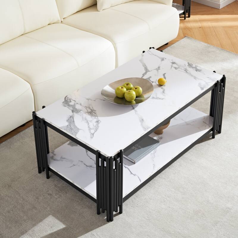 Rectangle End Table Coffee Table with Shelf Center Table