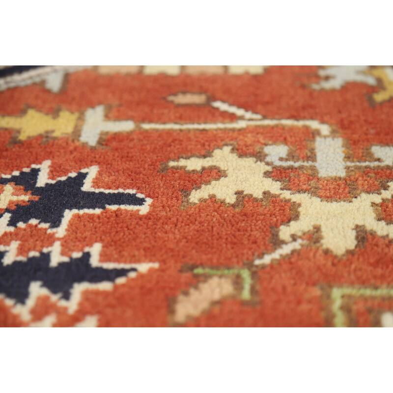 Geometric Medallion Heriz Serapi Indian Rug Hand-Knotted Wool Carpet - 8'10" x 12'0"