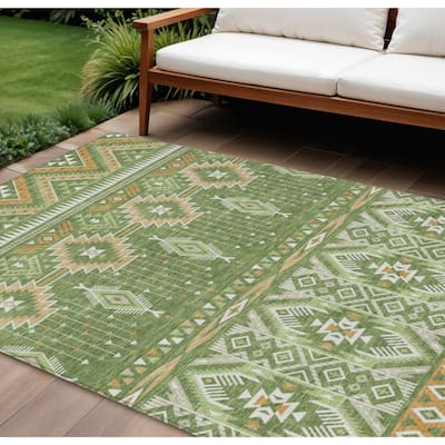 HomeRoots Aztec Transitional Rectangle Outdoor Rug