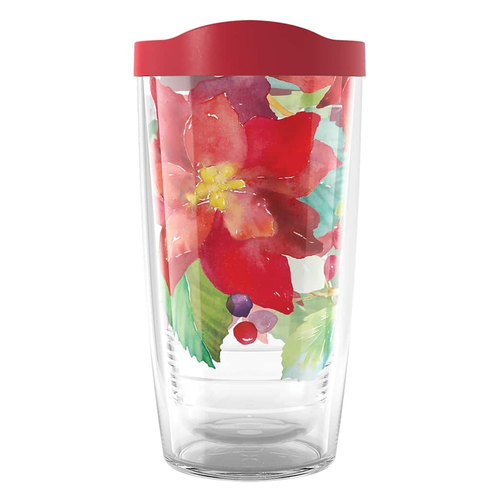 Tervis Christmas Holiday Poinsettias Made in USA Double Walled Insulated Travel Tumbler, Classic