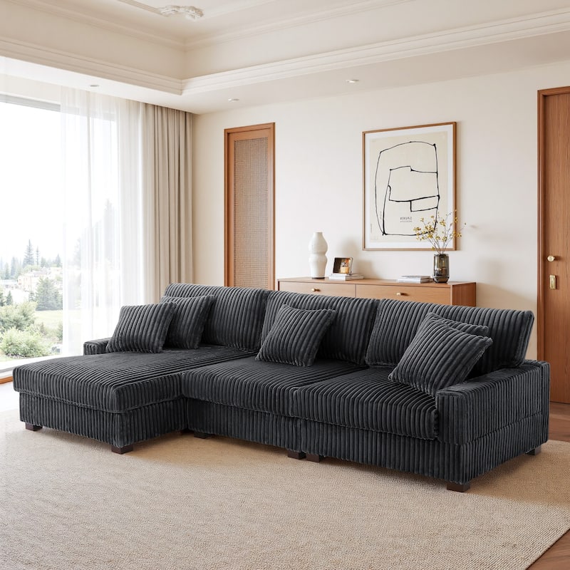 UIXE Upholstered Plush Velvet L Shaped Couch Modular Sofa