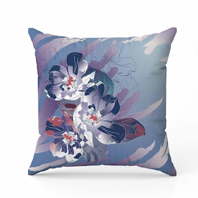 Rosemary Romance Indoor/Outdoor Reversible Throw Pillow Blue and Violet