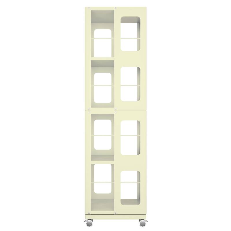 4-Tier All-Steel Rotating Bookshelf With 360°Wheels,Large Size Sturdy & Spacious Book Rack
