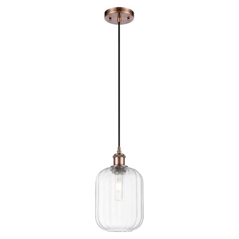 Innovations Lighting Endless Possibilities Ballston - Preston - 1 Light 7" Jar Shade Cord Hung Mini Pendant - Clear/Antique Copper