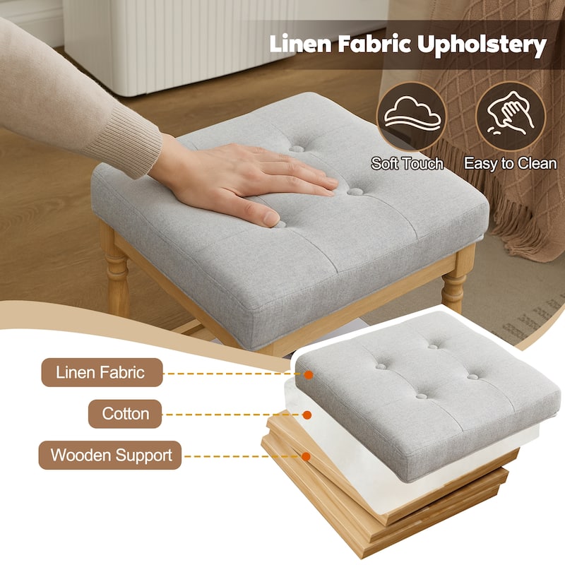 Versatile Sofa Side Table & Storage Ottoman Set of 2