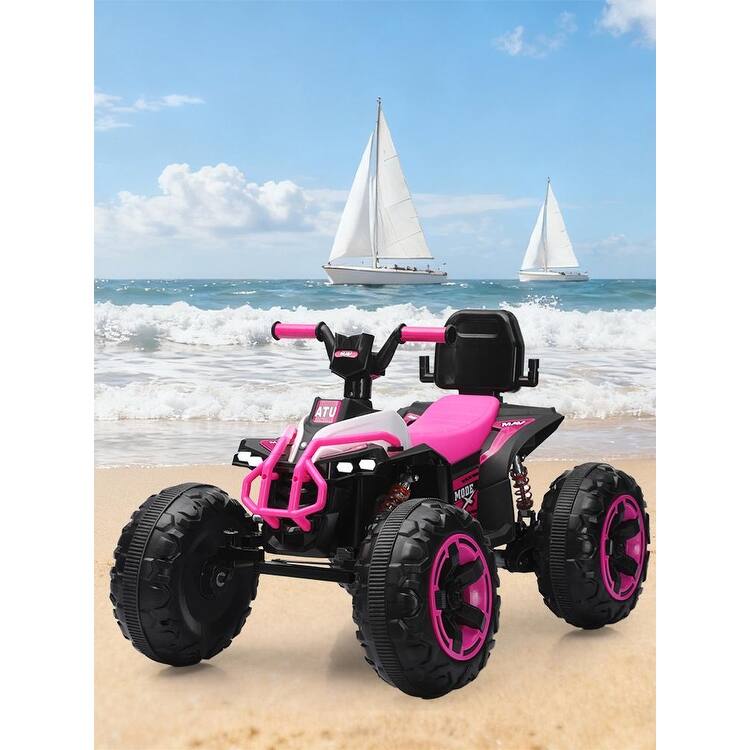 Ride On Toy Car,12V Electric ATV Car for Kids, 4 Wheeler Electric Toy Car with Bluetooth,light,Leather Seaters