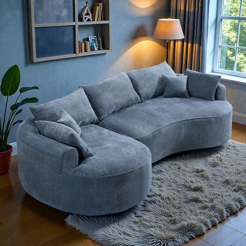 124.5 Inch Oversized Cloud Sofa, Modern Boneless Chenille Couch with Pillows, No Assembly Sofa for Living Room