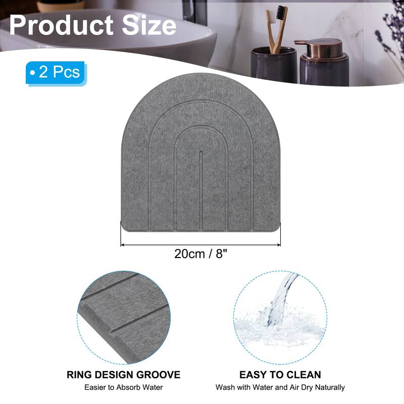 2 Pack Arch Diatomite Drink Coasters - Dark Gray - 8Inch