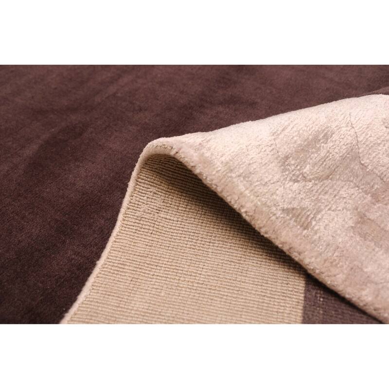 ECARPETGALLERY Hand Loomed Loreto Dark Brown Viscose, Wool Rug - 5'3 x 7'7