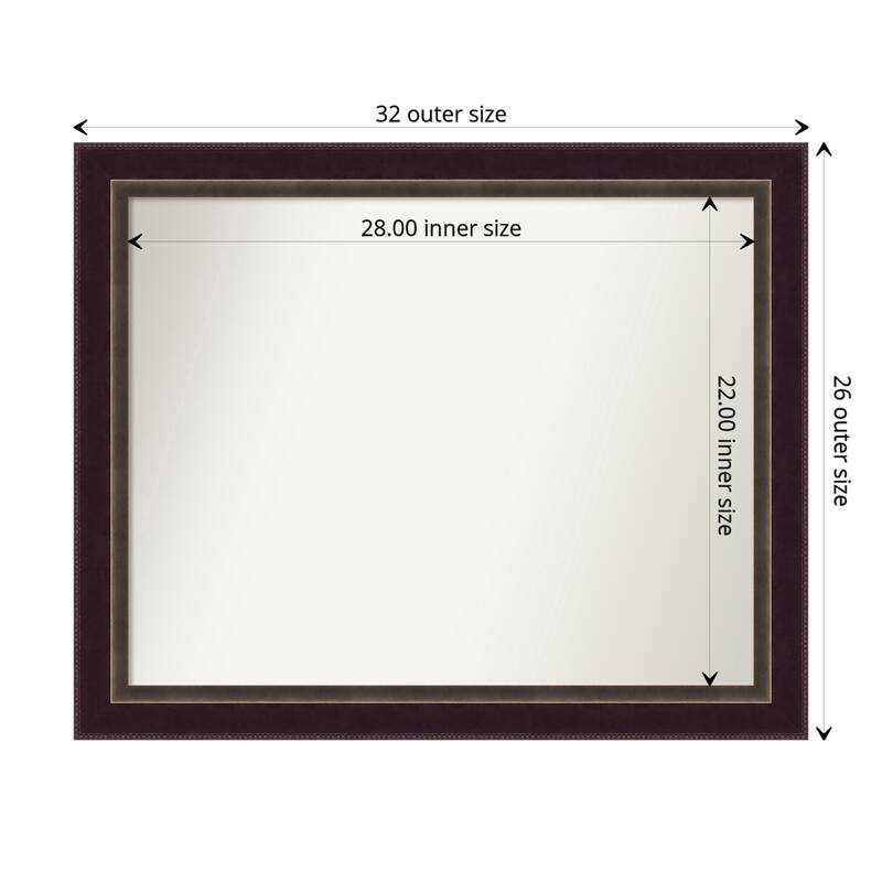 Non-Beveled Wood Bathroom Wall Mirror - Signore Bronze Frame - 32 x 26 in - Signore Bronze