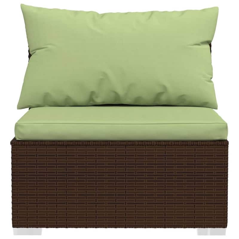 vidaXL Patio Lounge Set with Cushions Brown Poly Rattan - 27.6" x 27.6" x 24" - 27.6" x 27.6" x 24"