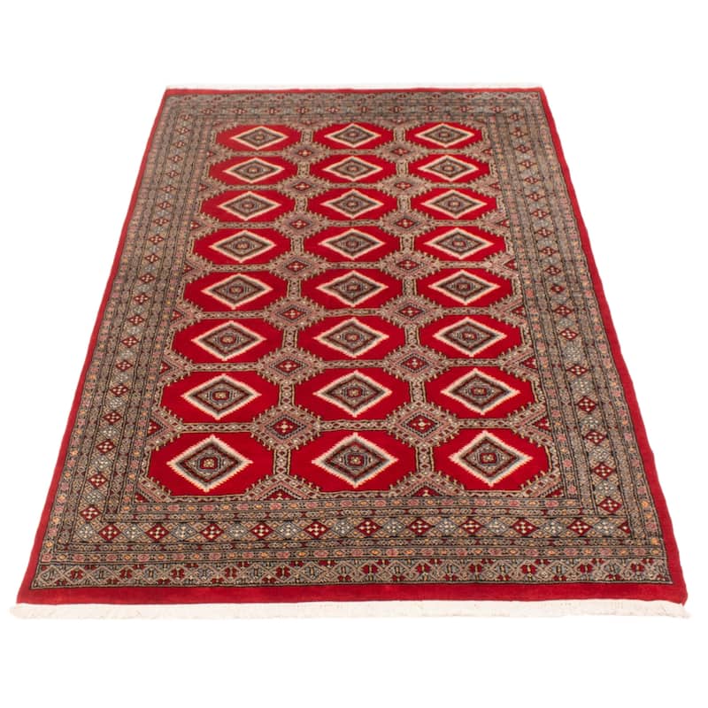ECARPETGALLERY Hand-knotted Finest Peshawar Bokhara Red Wool Rug - 5'2 x 8'4