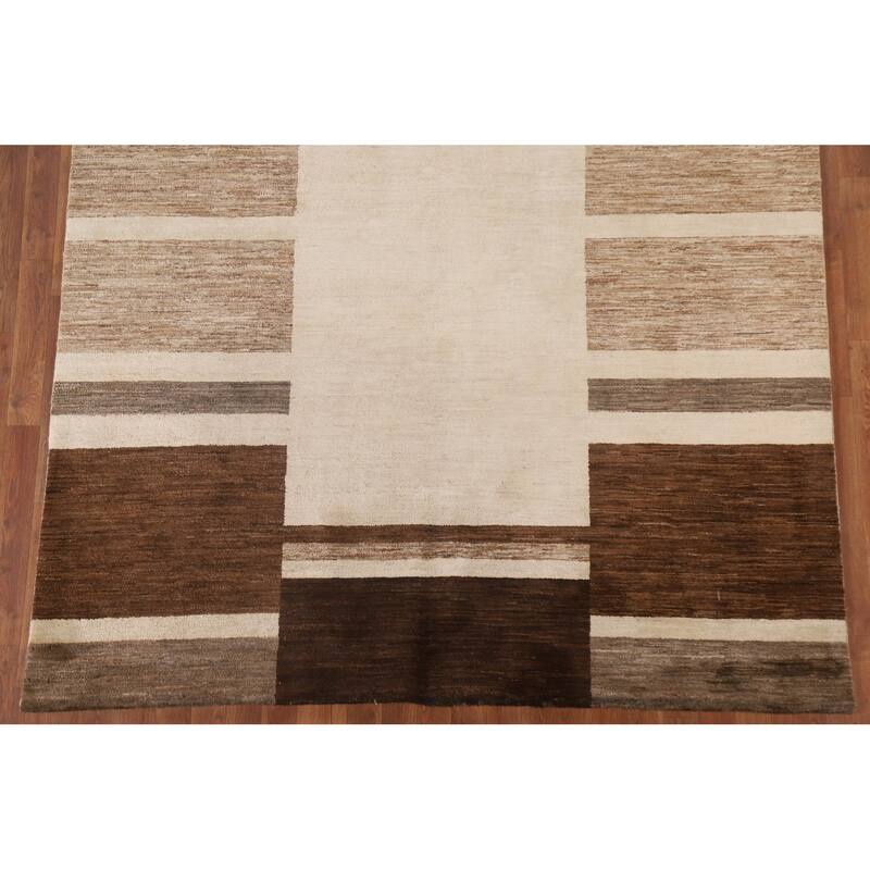 Geometric Gabbeh Kashkoli Area Rug Handmade Wool Carpet - 6'5" x 8'0"