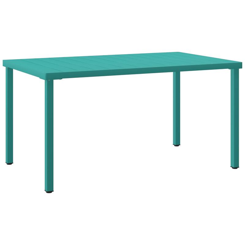 Frond and Form 59 Inch By 35.4 Inch Outdoor Steel Rectangular Dining Table - Turquoise
