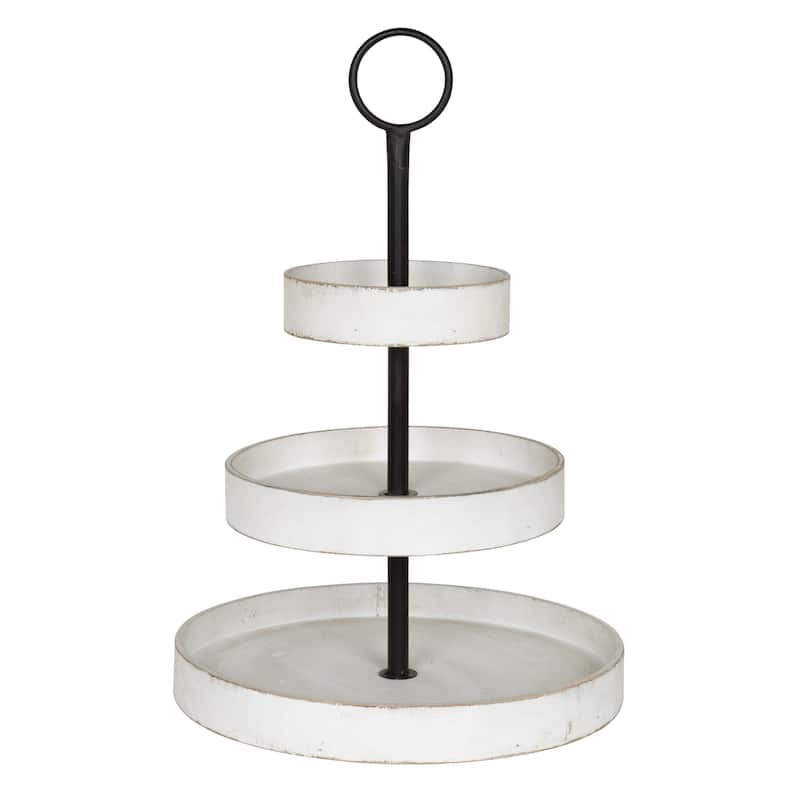 Kate and Laurel Woodmont 3 Tiered Wood Tray - 3 Tier - White
