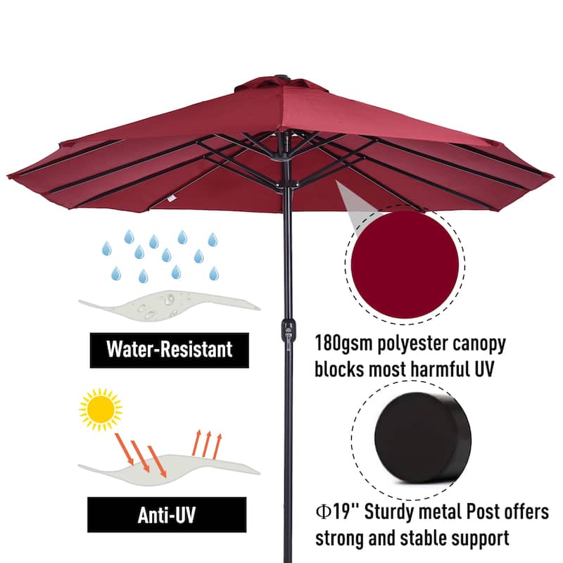 Outsunny Outdoor Double Sided Market Patio Umbrella