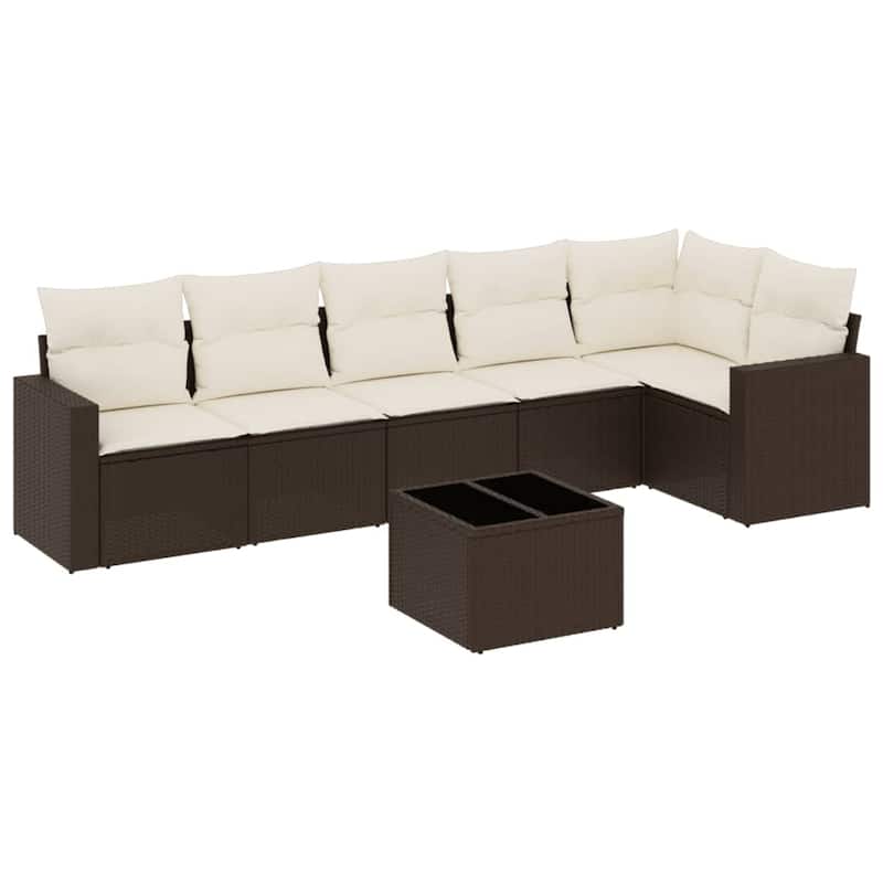 vidaXL Garden Sofa Set Brown, Cream White - 21.7 x 21.7 x 14.6