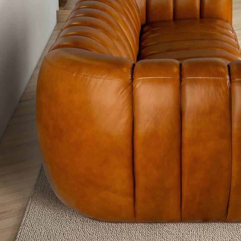 Luxea Mid Century Modern Genuine Italian Leather Couch
