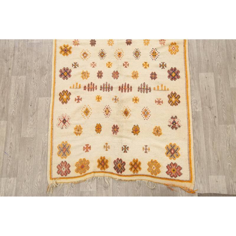 Tribal Moroccan Oriental Area Rug Wool Hand-knotted Foyer Carpet - 4'7" x 7'10"