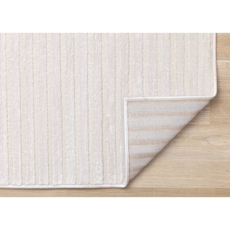 Leonardo White Grey Modern Lines Area Rug