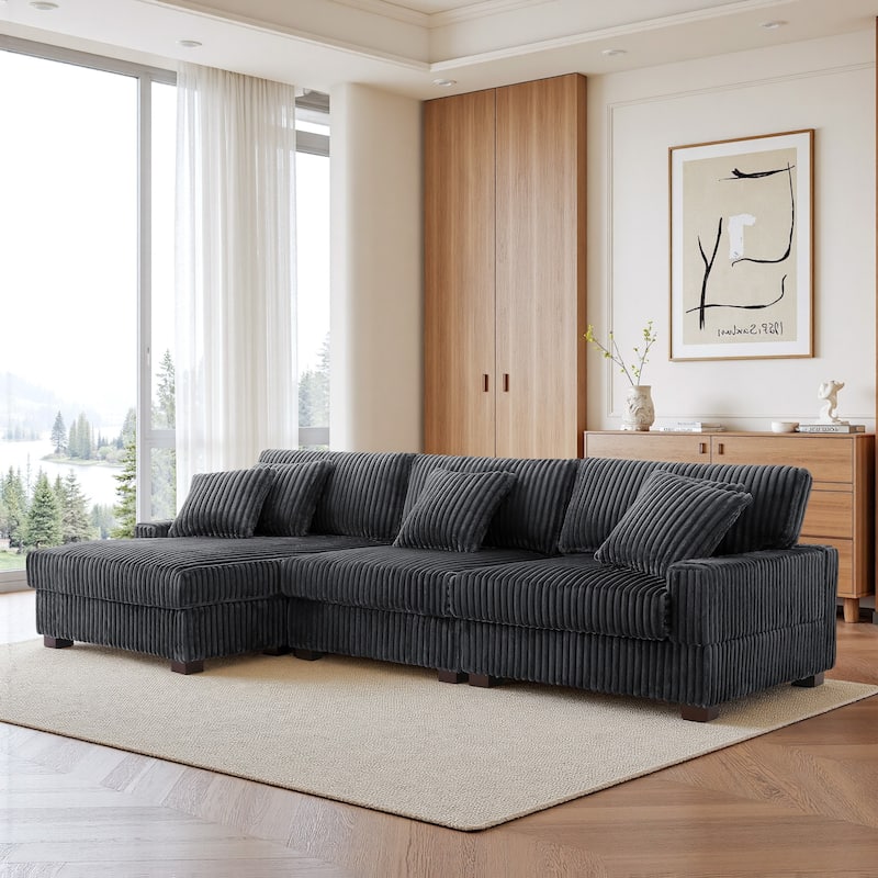 UIXE Upholstered Plush Velvet L Shaped Couch Modular Sofa