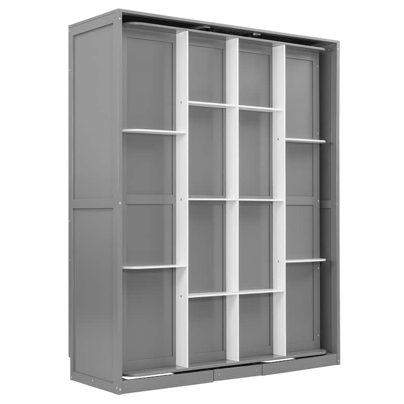 Queen Murphy Bed 360° Rotating Hidden Storage Racks Cabinet Wall Bed