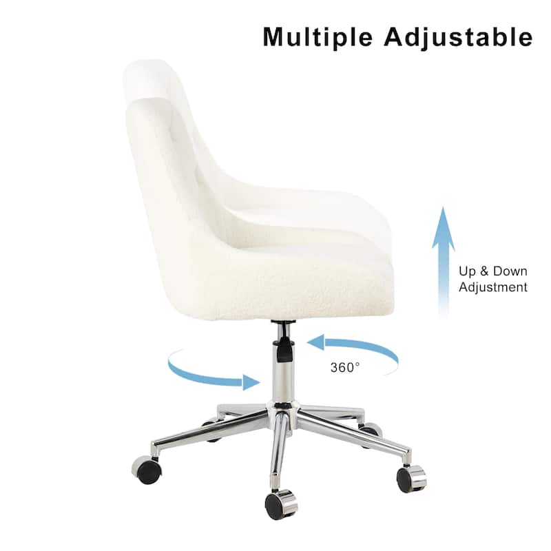 (set of 1)teddy fleece fabric with chrome legs chair,lift adjustment