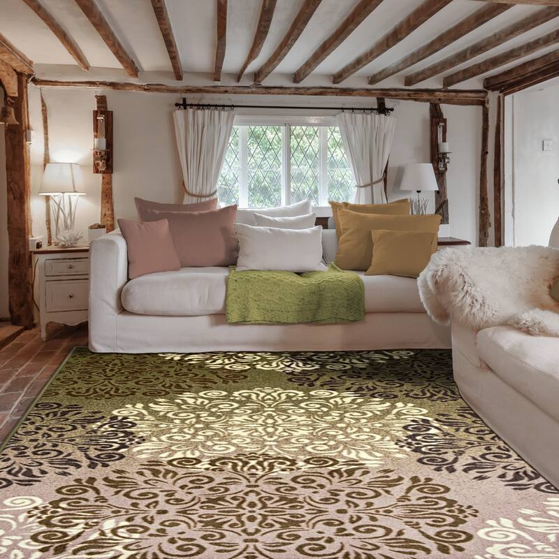 Superior Branston Printed Non-Slip Washable Indoor Area Rug - 5' x 8' - Brown
