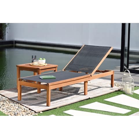Amazonia Outdoor Patio Wood Chaise Sun Lounger - 1 Piece
