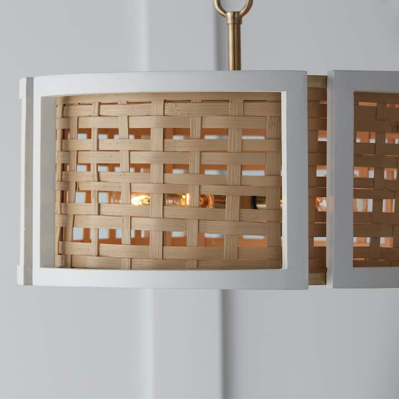 Lola 4-light Flat White/ Matte Brass Convertible Pendant/ Semi-Flush Mount