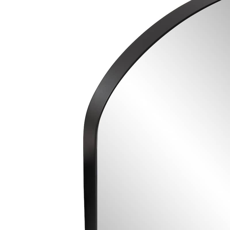 Allan Andrews Brushed Black Stainless Steel Framed Capsule Mirror - 42"H x 14"W
