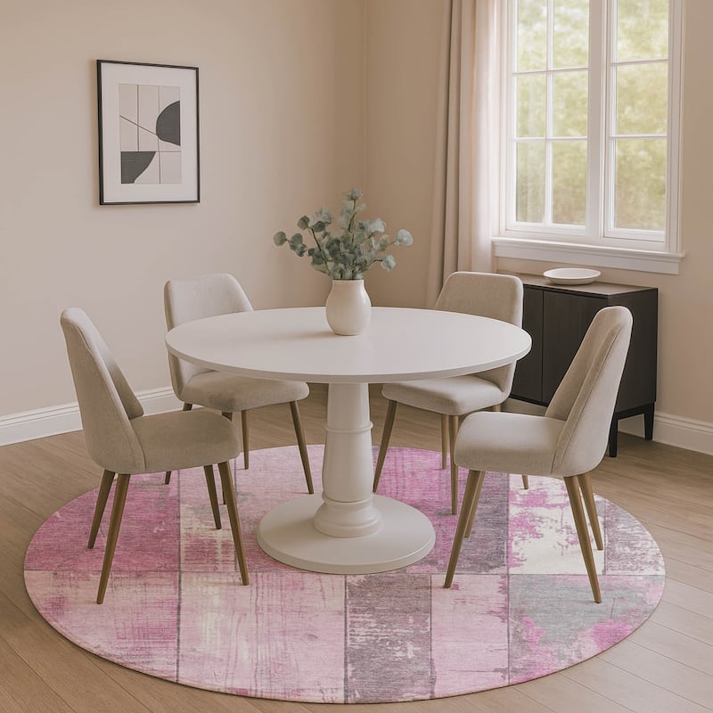 Premium Washable Super Soft Contemporary Styles Mayfield Rug - Pink - 8' x 8'