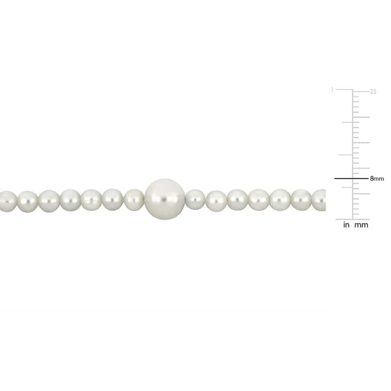 Miadora 3.5-8mm Cultured Freshwater White Pearl Necklace with 10k Yellow Gold Lobster Clasp-17in
